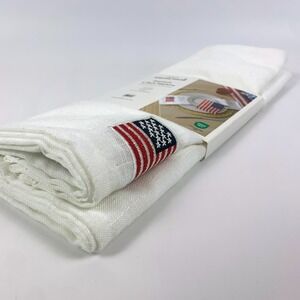 Kirkton Premium Cloth Napkins Pack o 6 White Embroidered American Flag USA 17x17